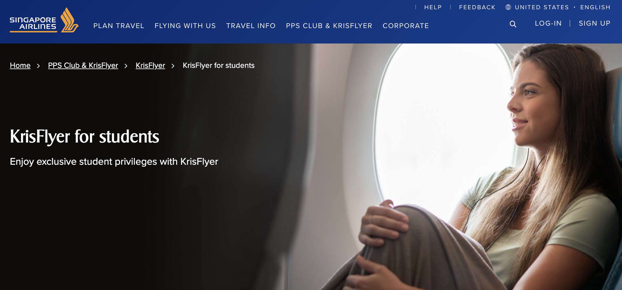 Singapore Airlines student program banner image.