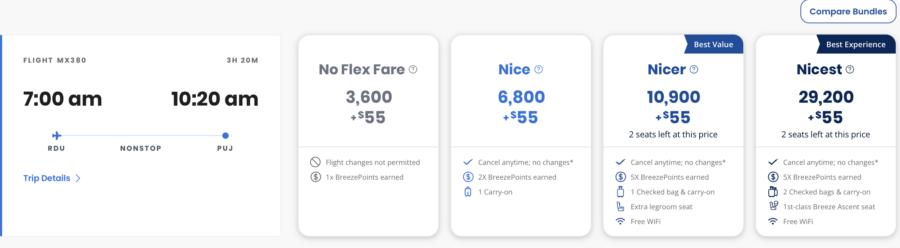 Flight from RDU to PUJ