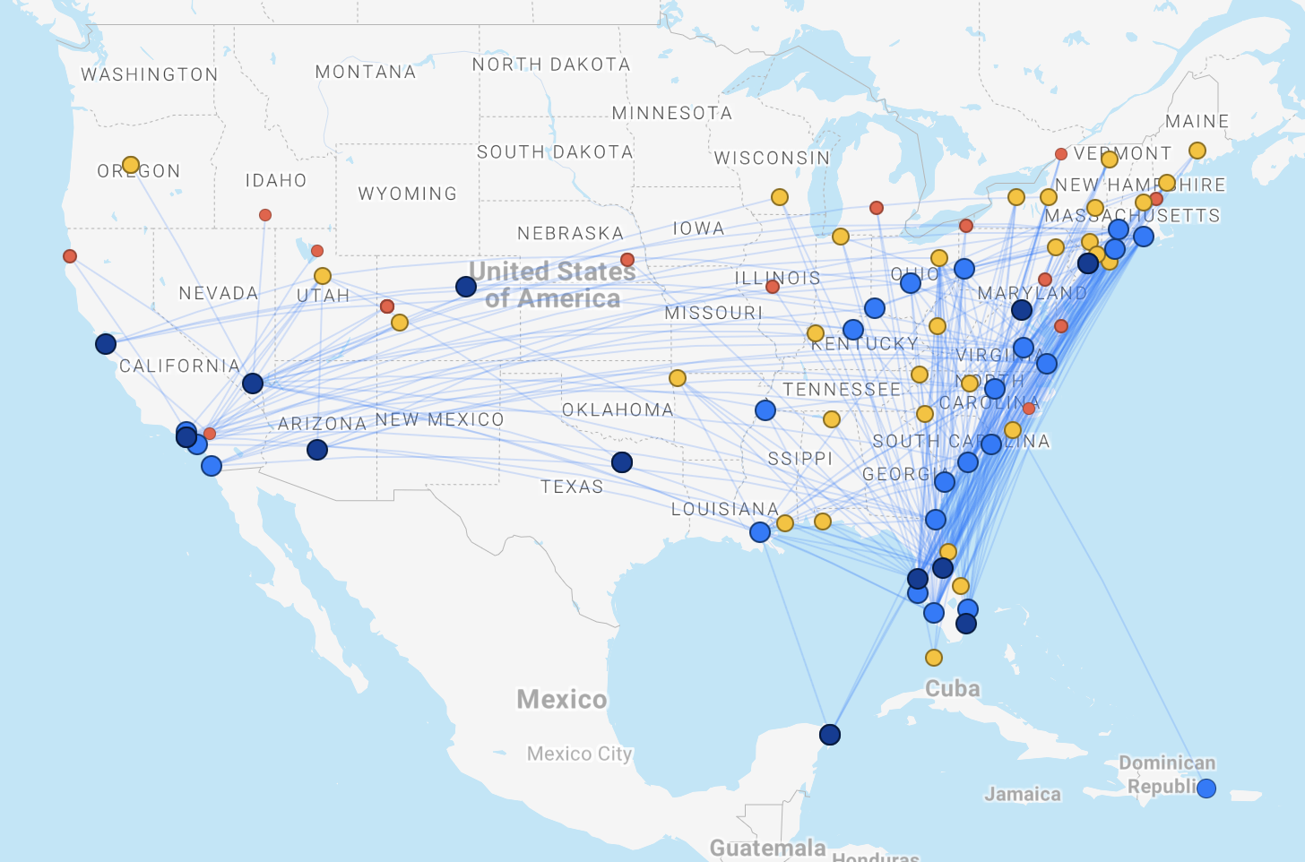A screenshot of Breeze's route map as of January 6, 2026