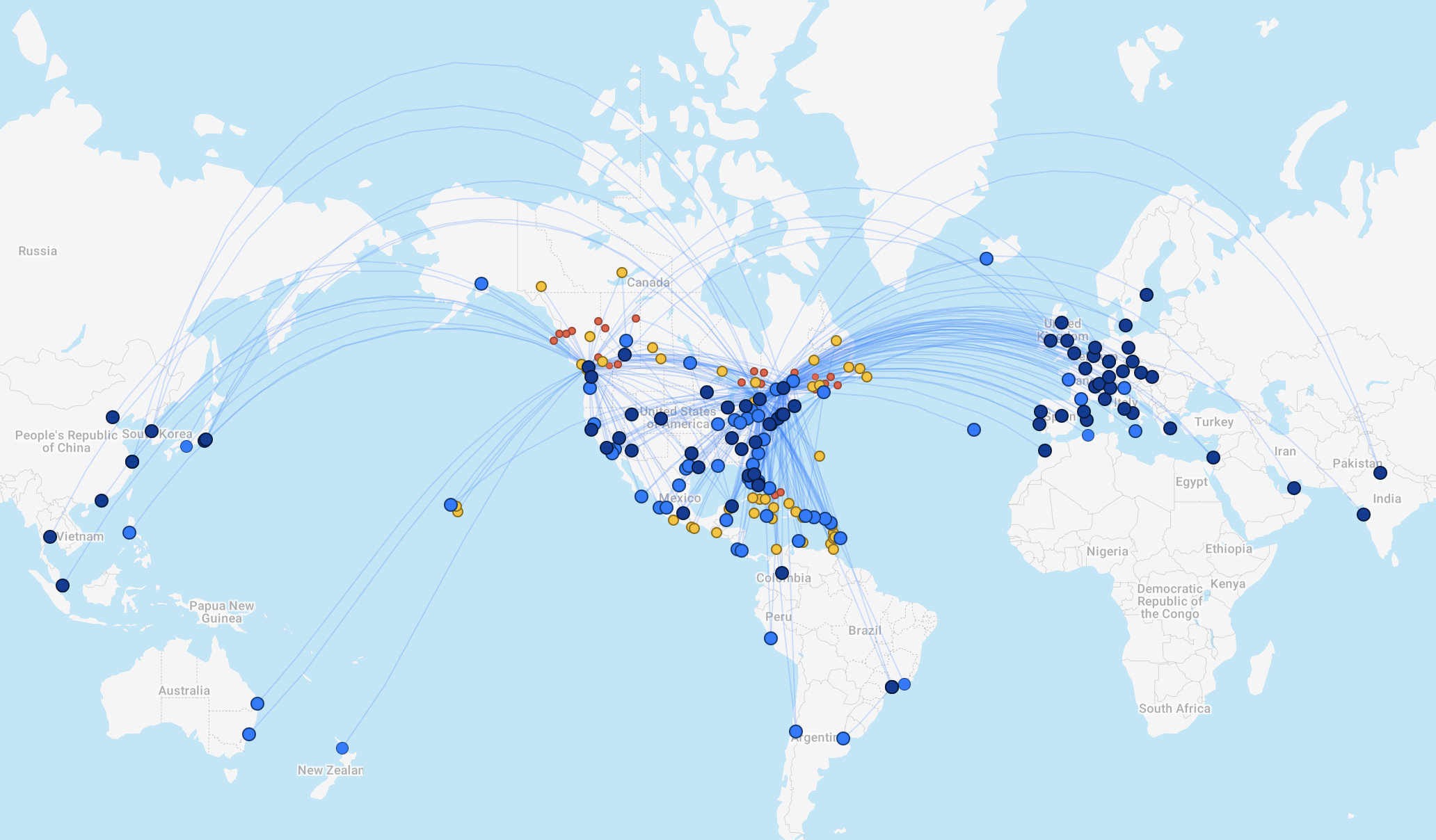 Air Canada route map as of January 2026