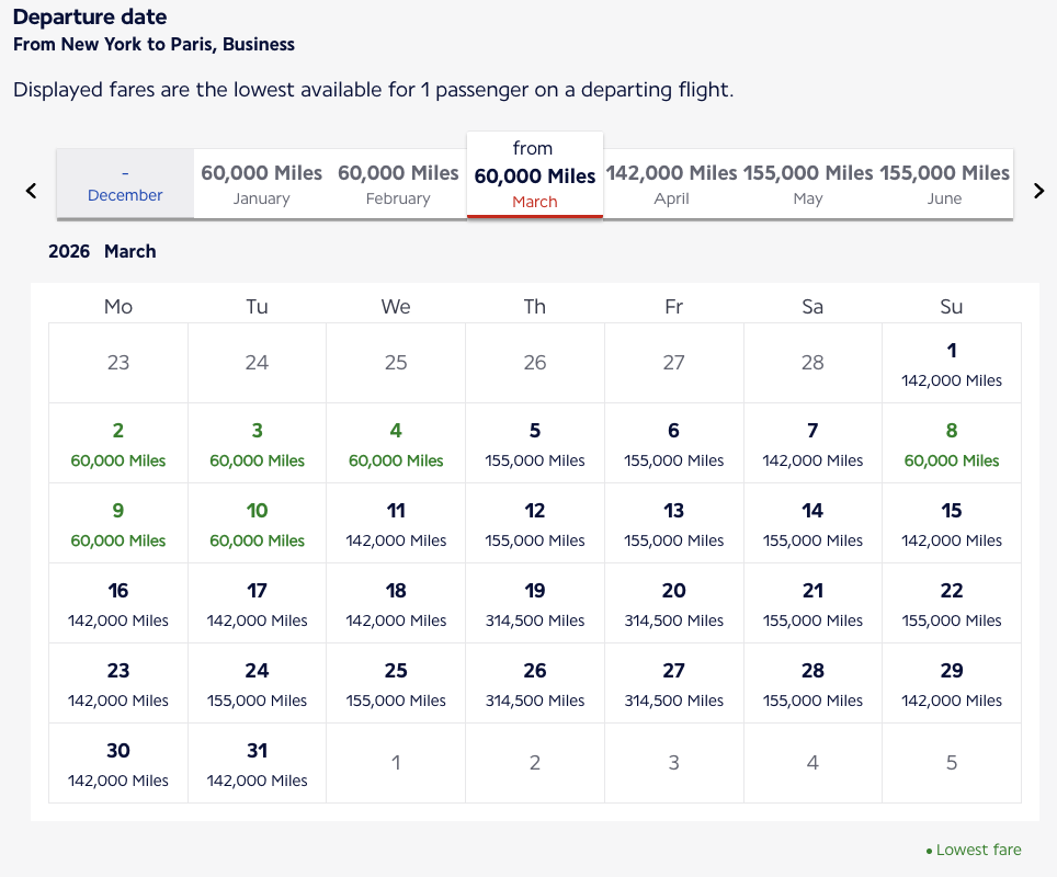 Air france calendar march 2026 jfk paris