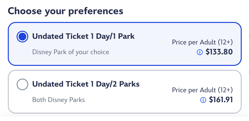 Park Hopper ticket 2026