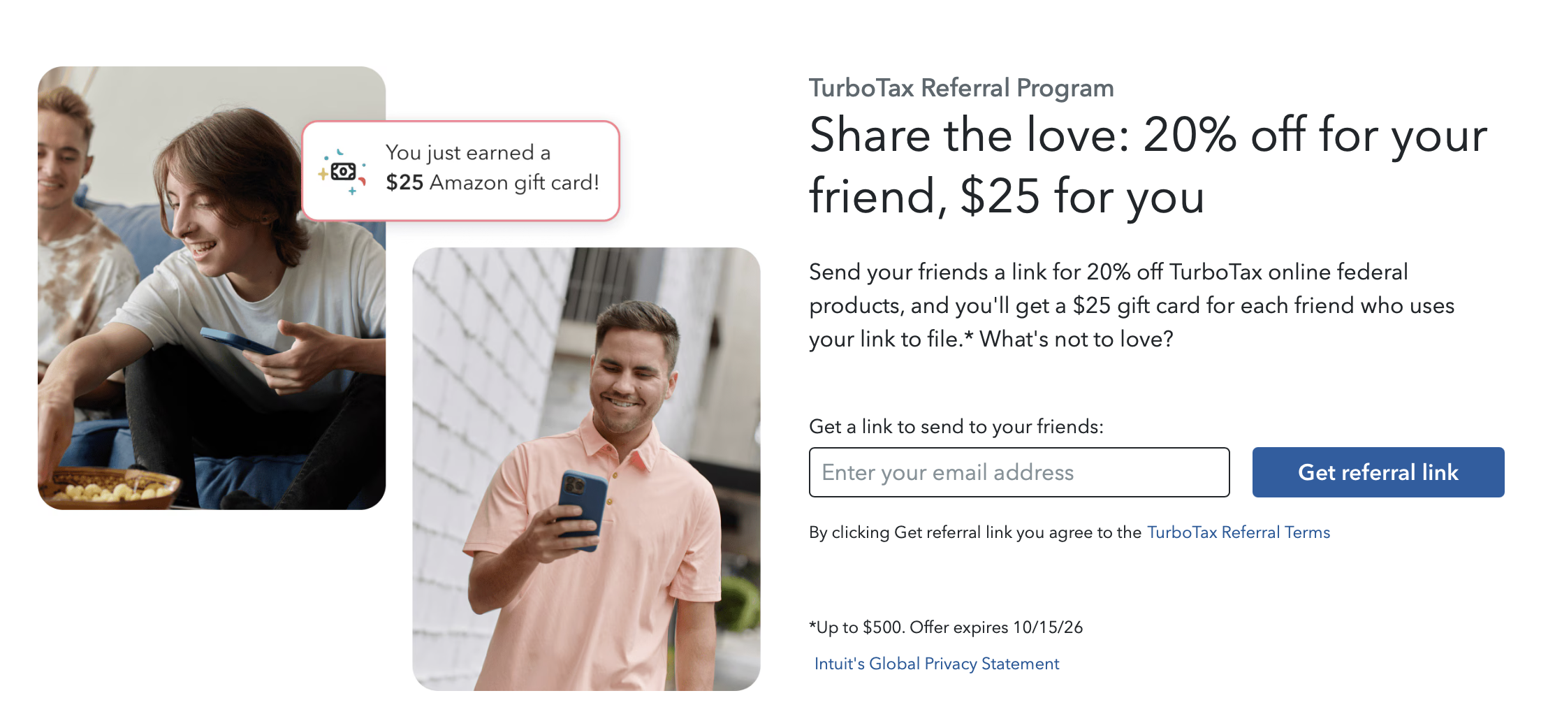 TurboTax referral program terms.
