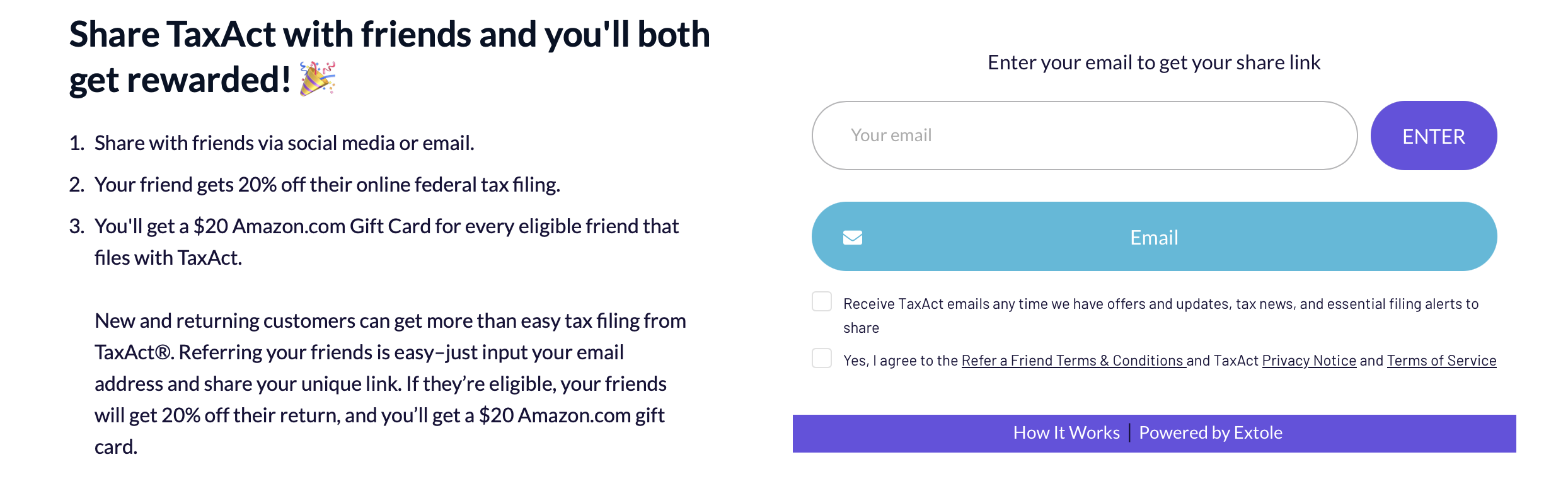 TaxAct referral program terms.