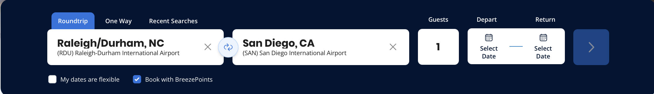 Breeze search with points