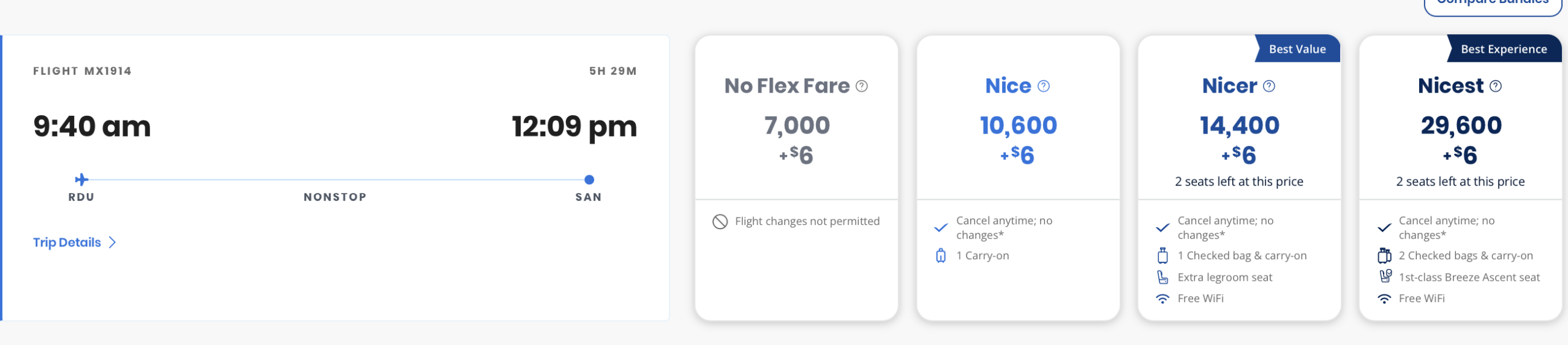 RDU to SAN using BreezePoints