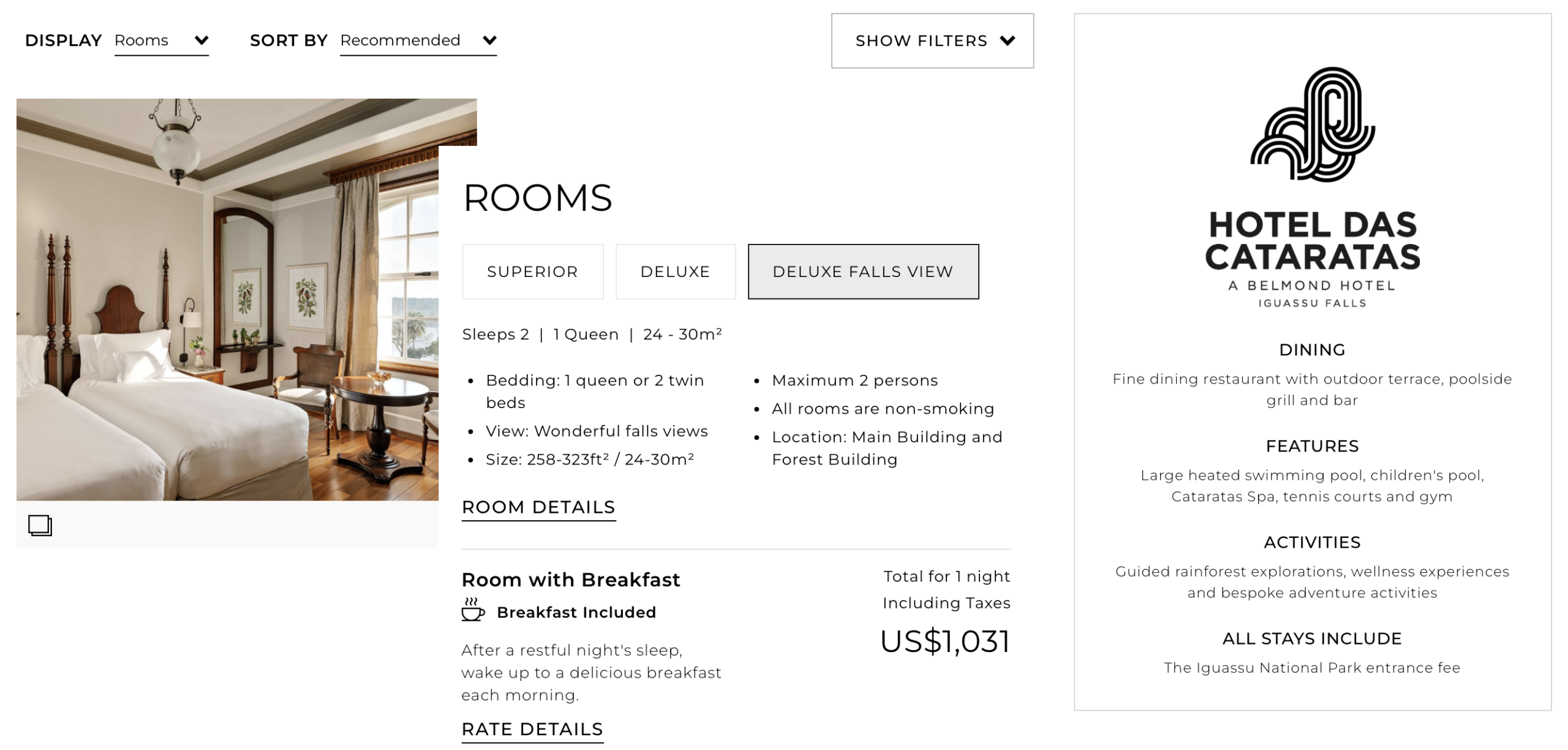 Hotel das Cataratas room rate