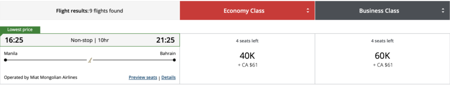 Manila to Bahrain on Gulf Air through Aeroplan