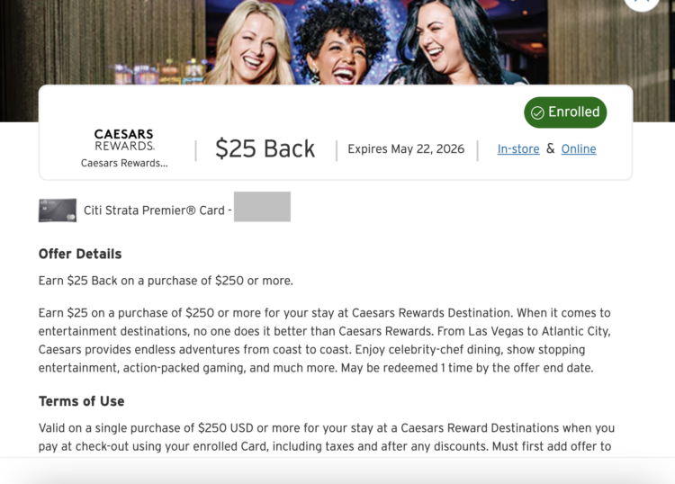 $25 back at Caesars