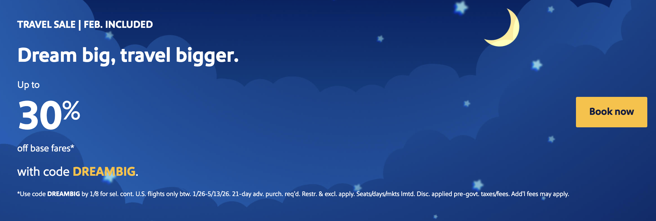 Southwest 30% off promo banner.