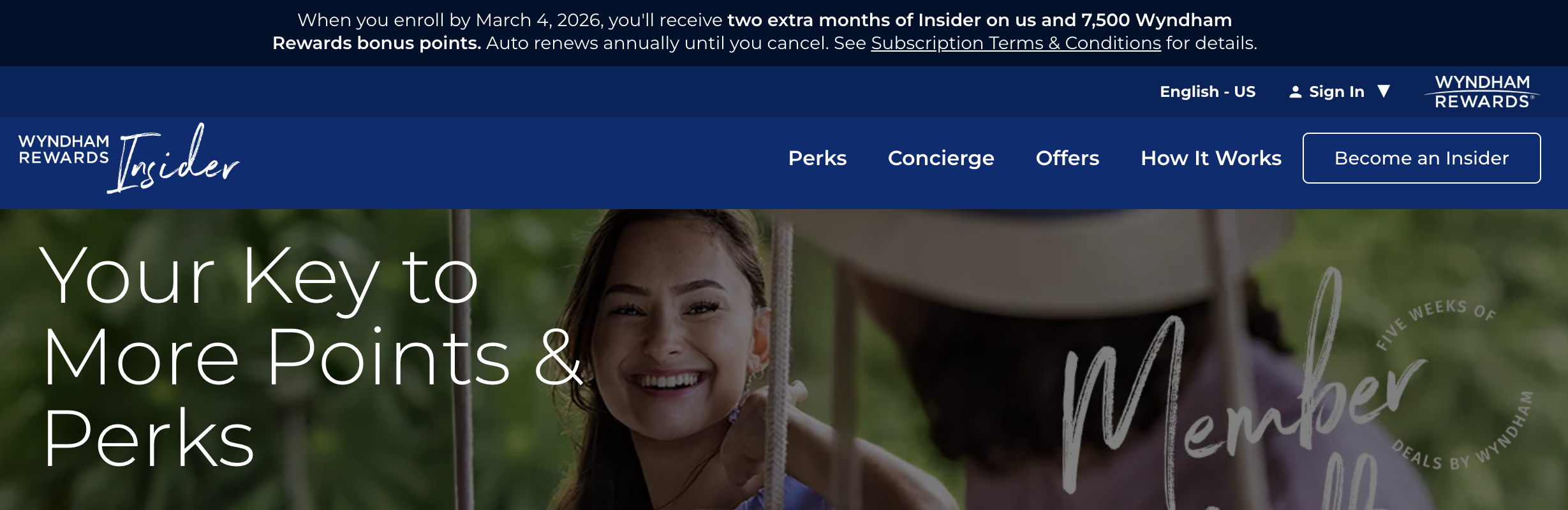 Wyndham Rewards Insider promo banner.