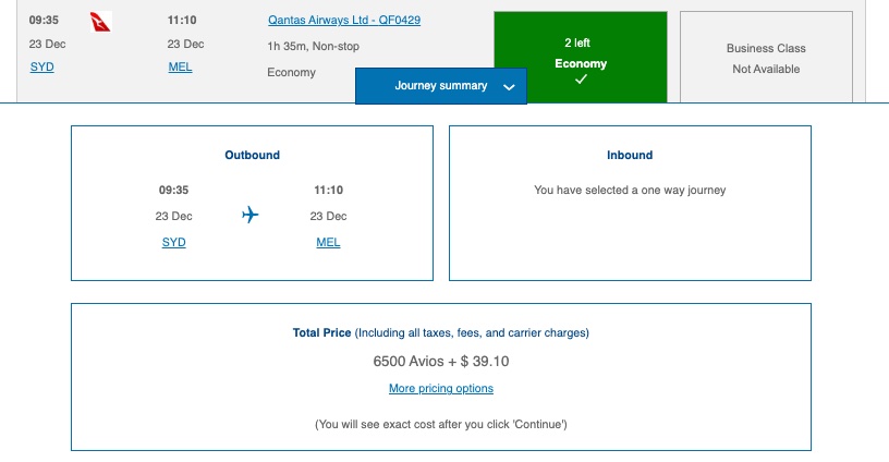 Screenshot of British Airways