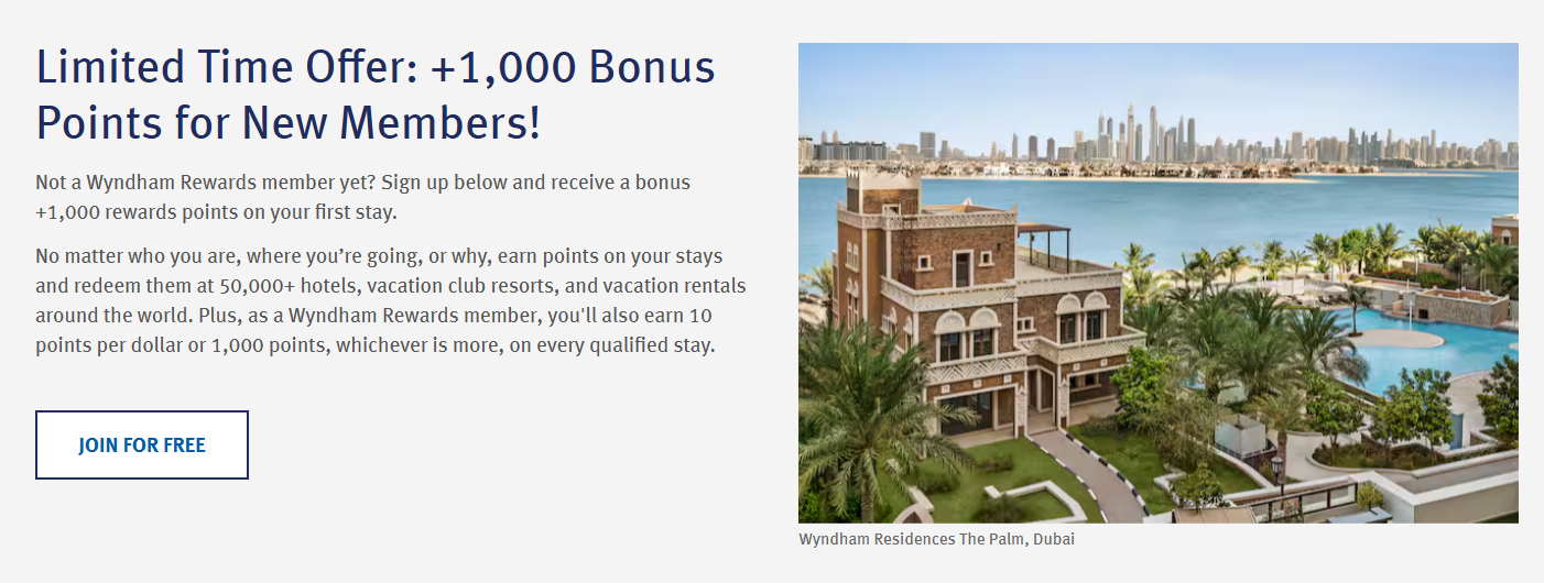 1,000 bonus points for new Wyndham members