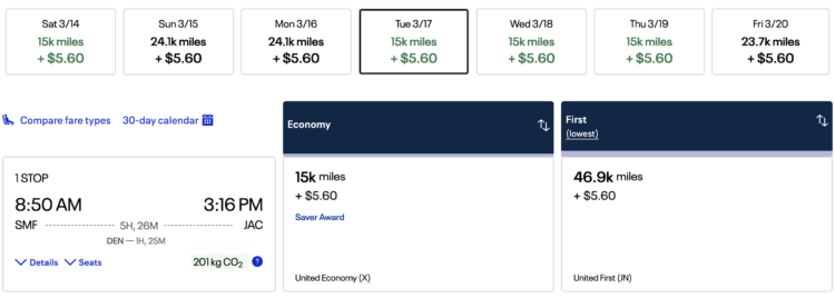 United award results from Sacramento to Jackson Hole