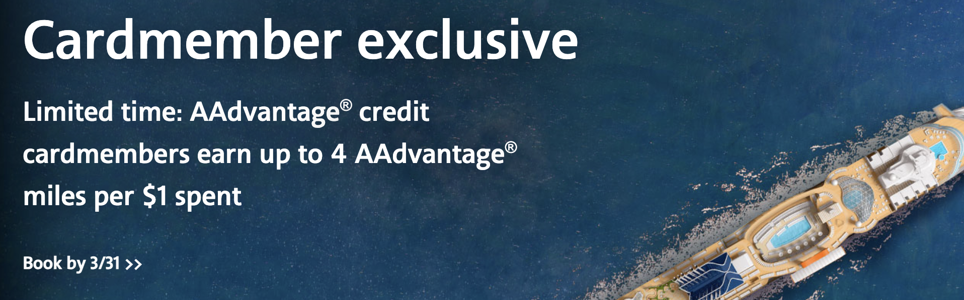 AAdvantage Cruises promo banner for 4x miles for cardholders.