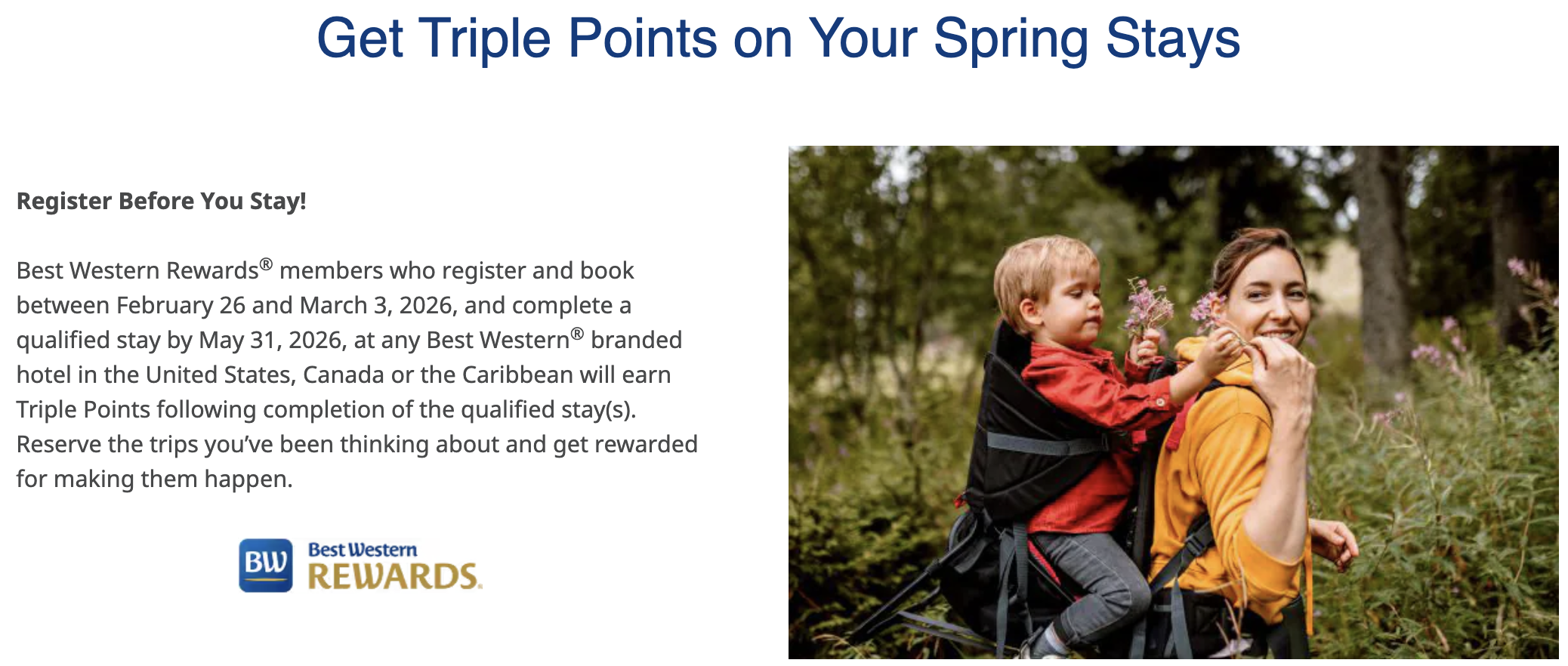 Best Western 3x points promo banner.