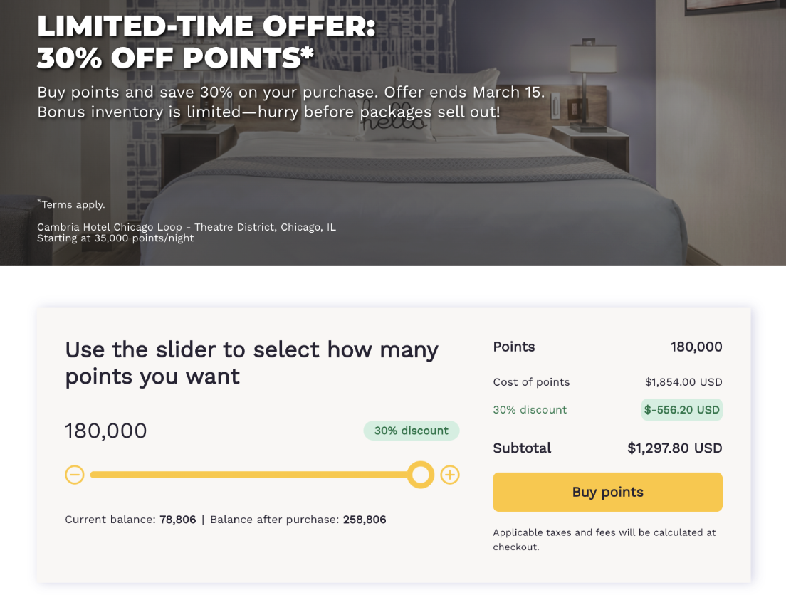 Choice Privileges Buy points banner