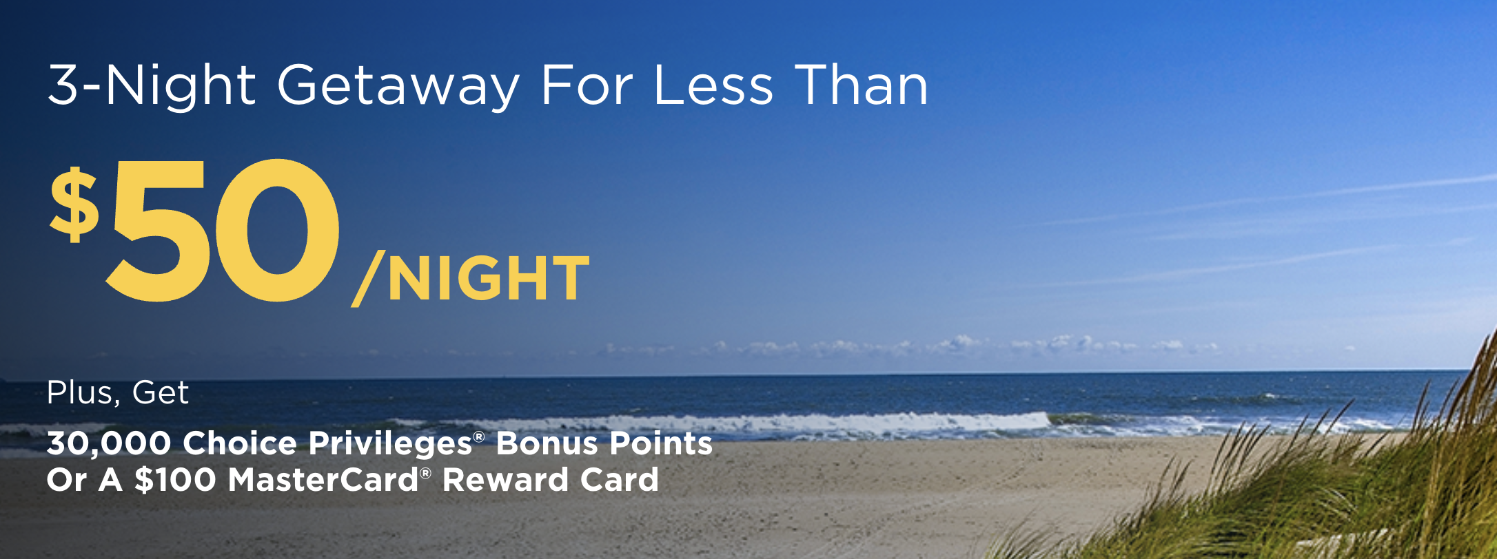 Choice Privileges timeshare offer promo banner.