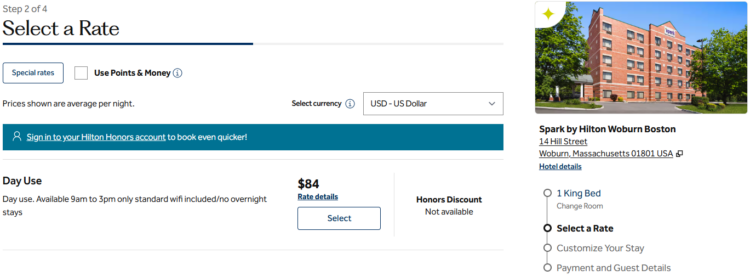 Hilton Day Use rate in Boston