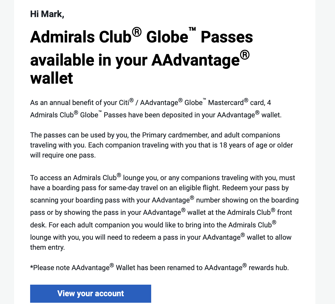 lounge pass email aa