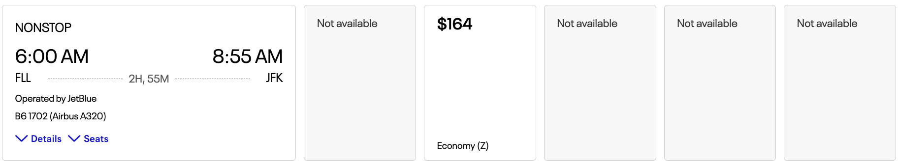 fll-jfk on jetblue on united's website