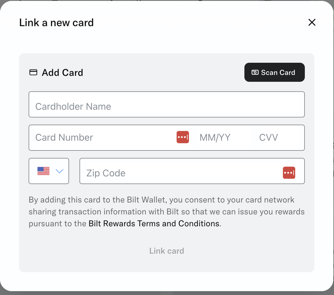 Bilt rewards add card to wallet