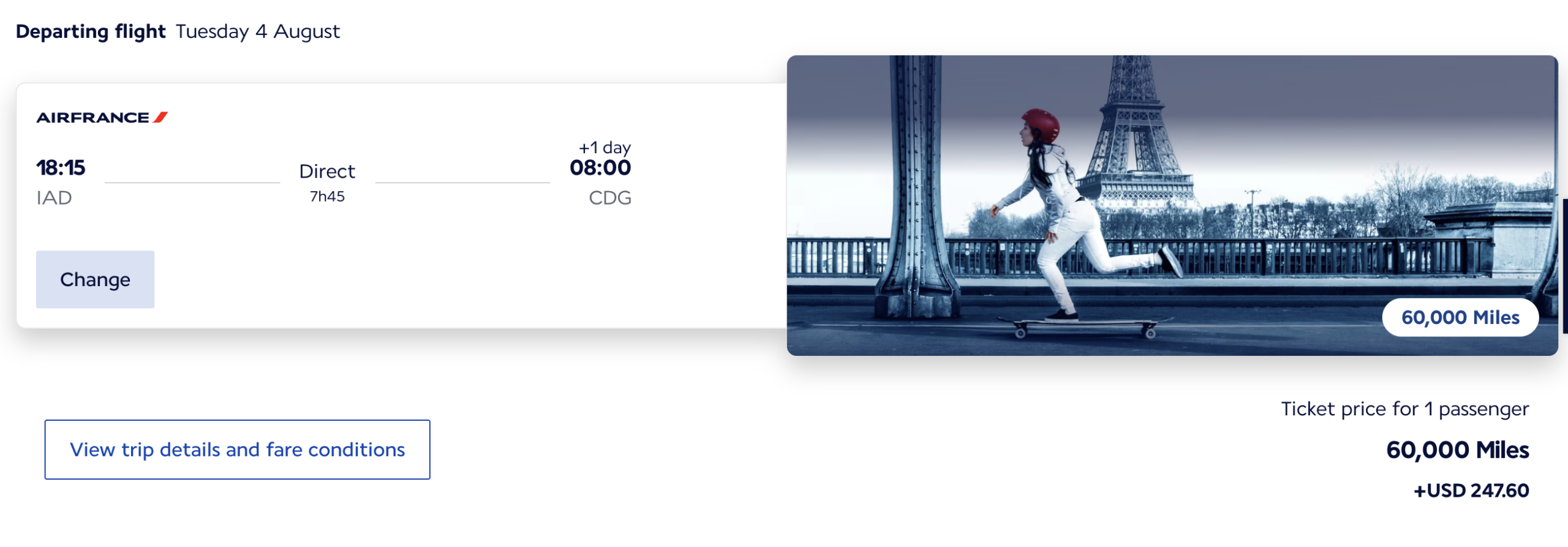 IAD to CDG in business