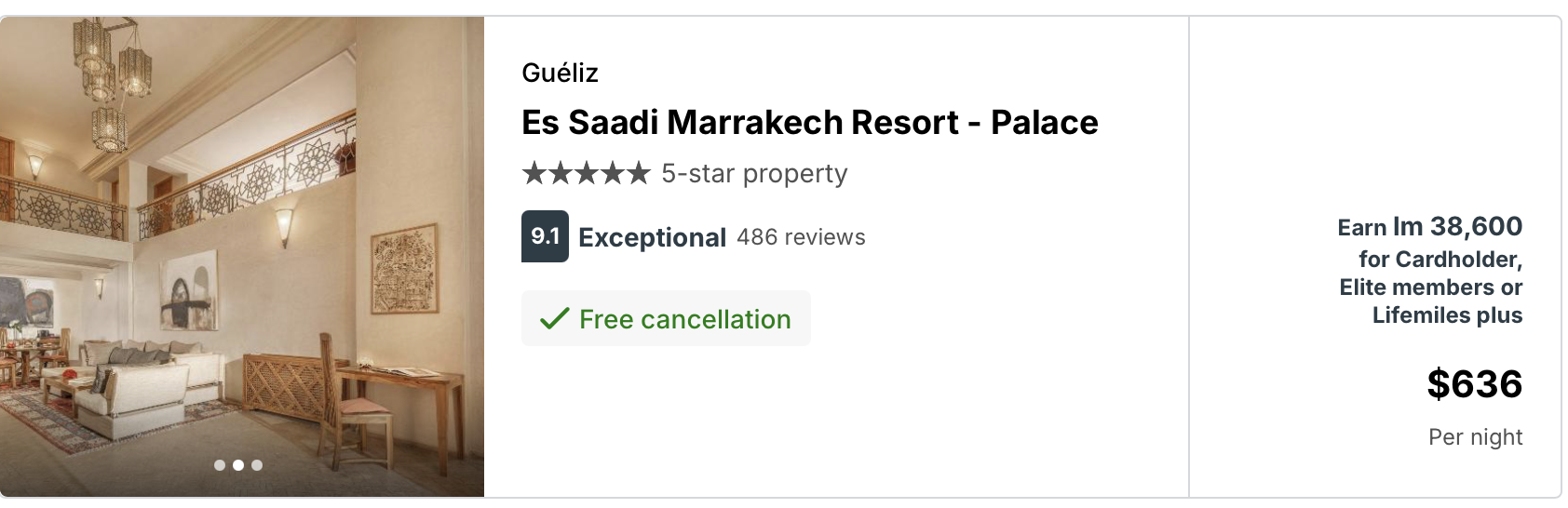 Book Es Saadi Marrakech Resort through LifeMiles Hotels and earn 38,600 LifeMiles