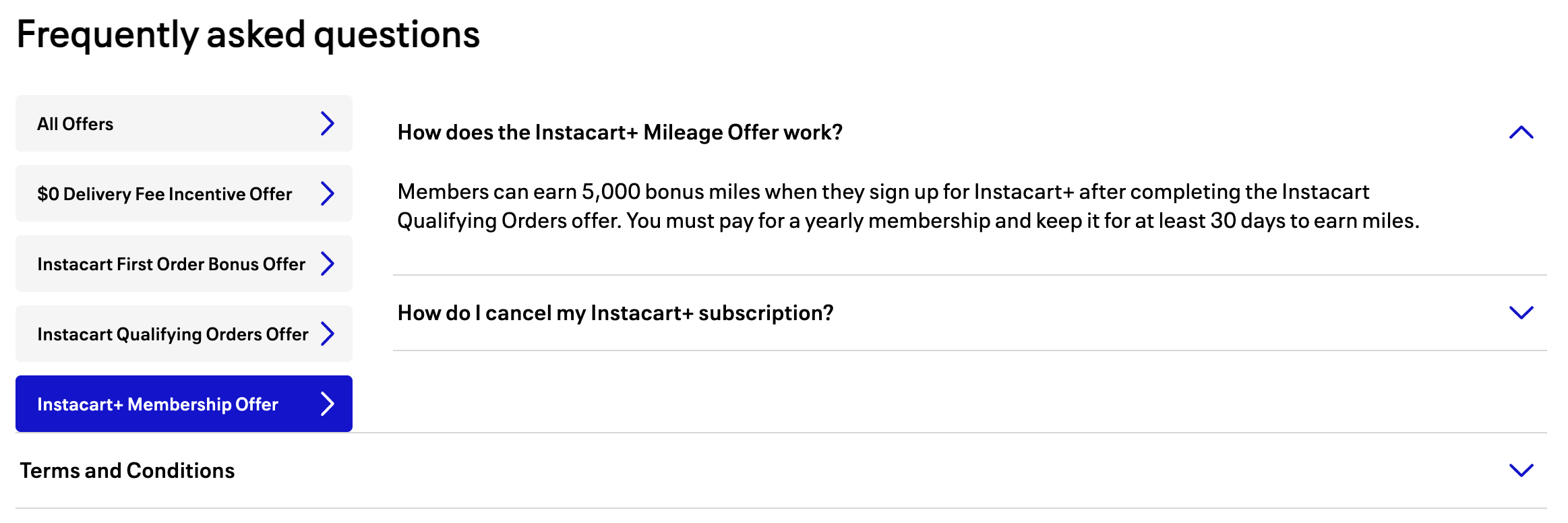 United / Instacart promo FAQs
