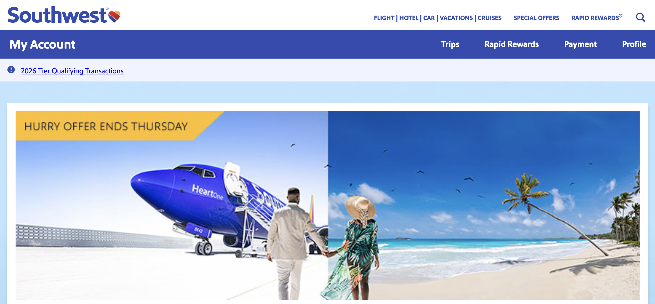 Southwest Airlines promotional Companion Pass offer.