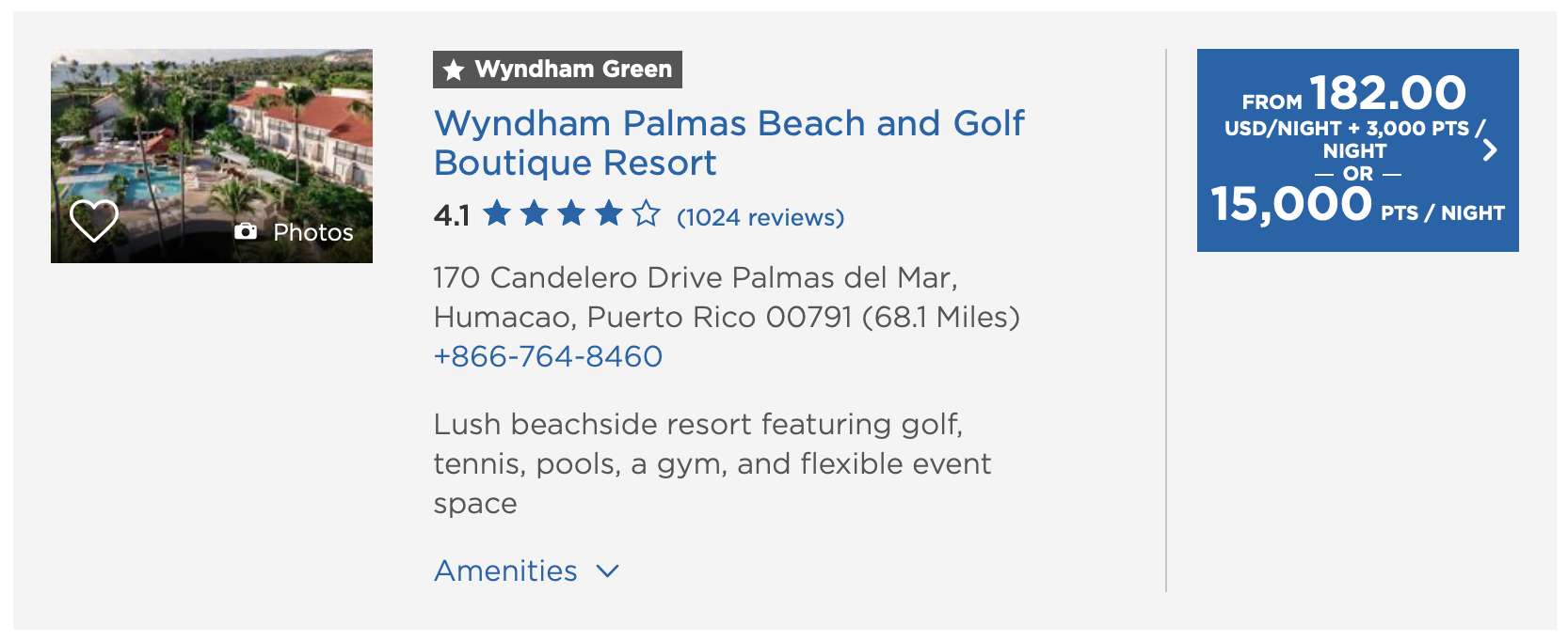 Wyndham Palmas Beach and Golf Boutique Resort award rates.