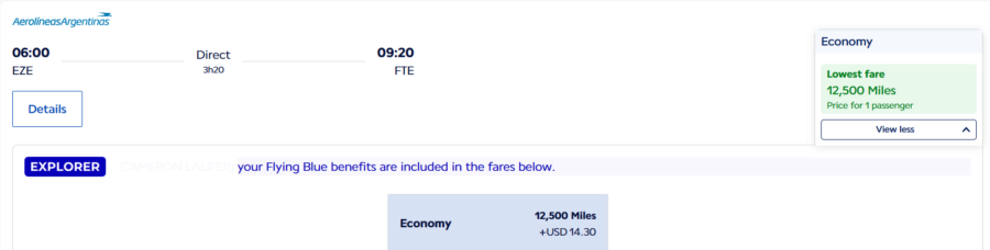 Buenos Aires to El Calafete. 