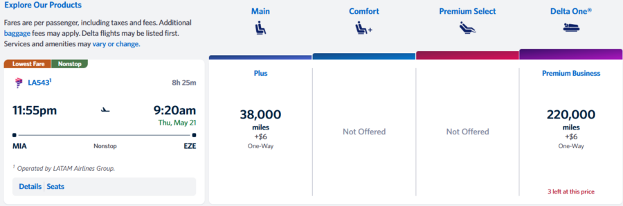 Miami to Buenos Aires on Latam.