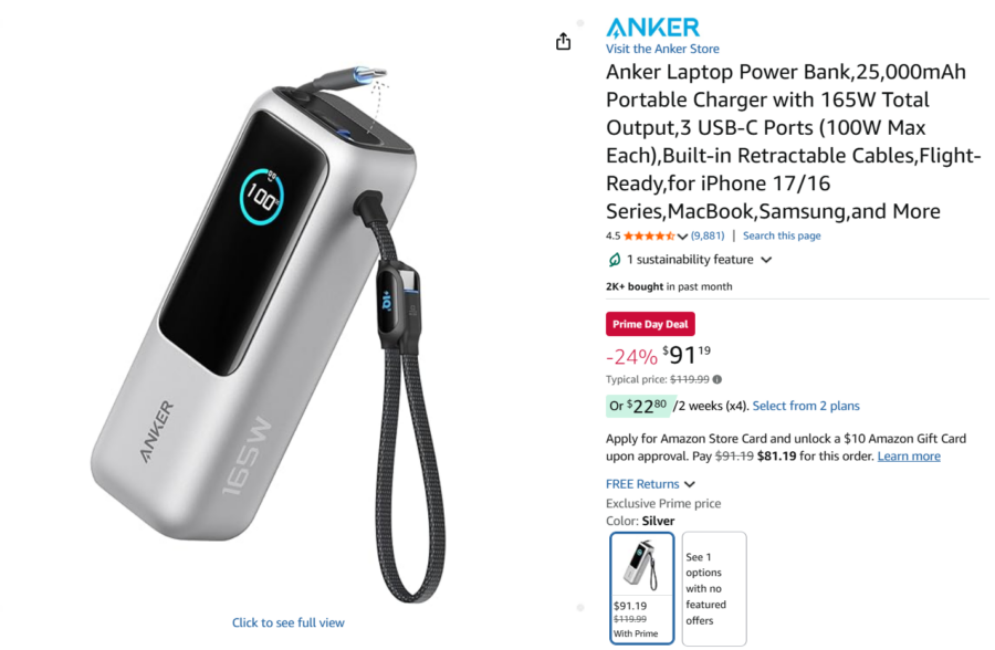 Anker power bank discounted for Amazon Prime Day