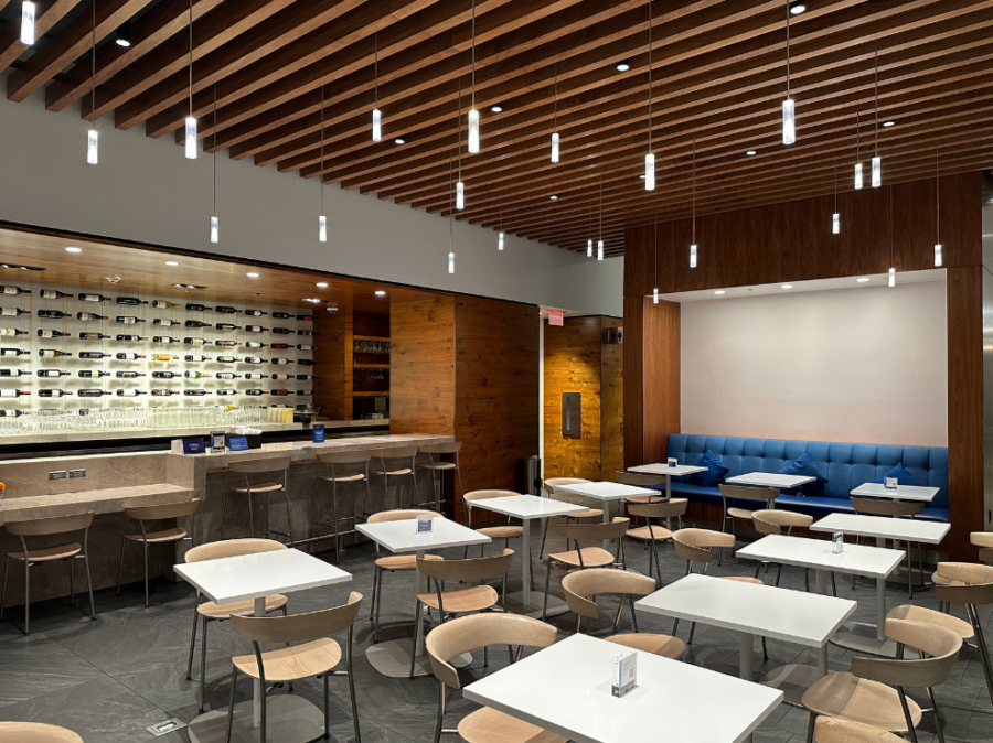 The interior of the American Express Centurion Lounge at Miami International Airport