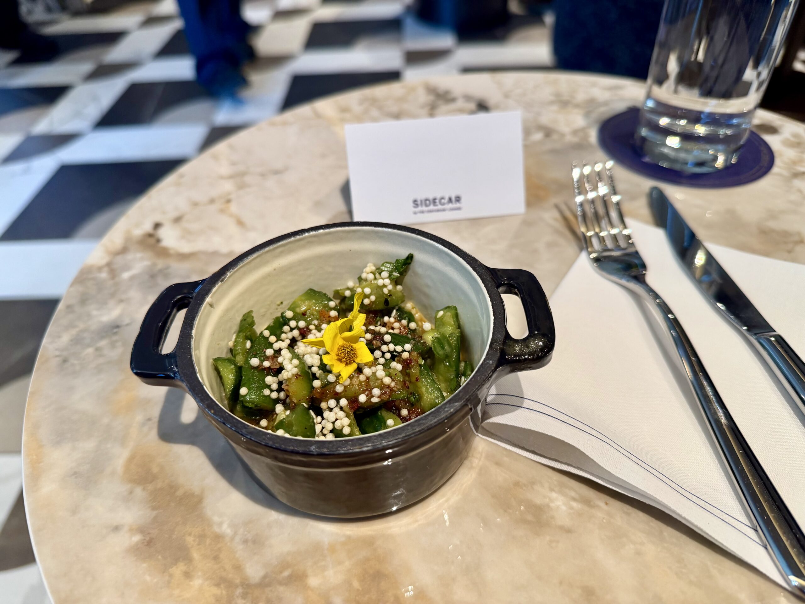 Cucumber salad at the Amex Sidecar Las Vegas