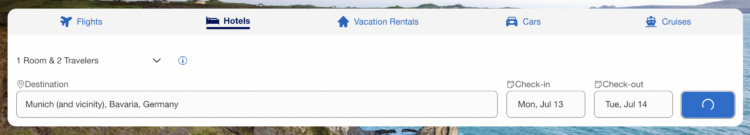 Screenshot of Amex Travel showing hotel bookings
