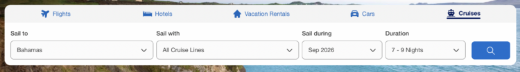 Screenshot of Amex Travel showing a cruise ship booking