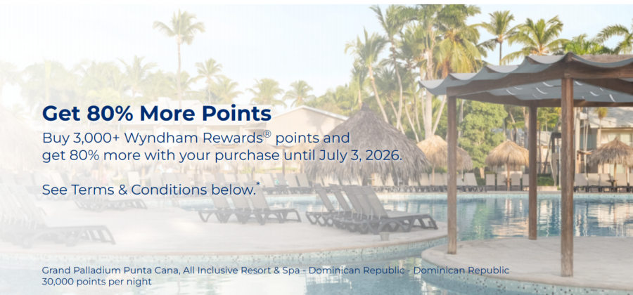 Buy Wyndham points with an 80% bonus promo banner