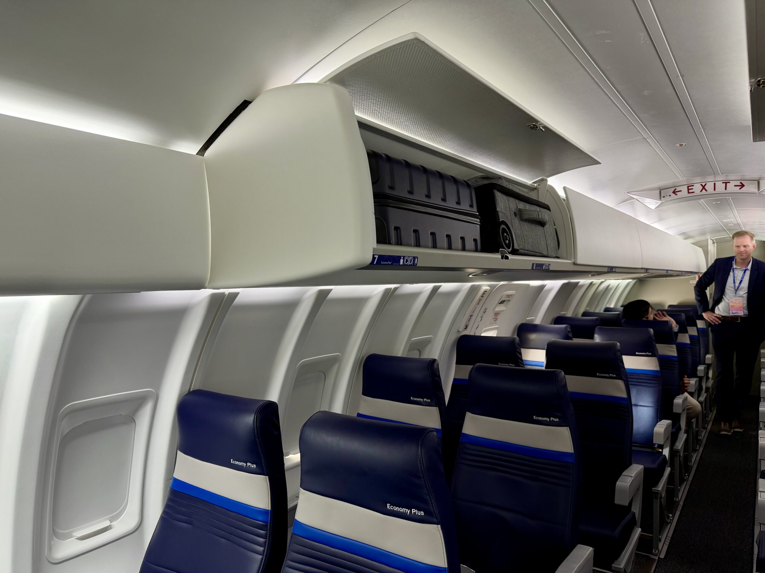 United CRJ-450 seats and overhead bin