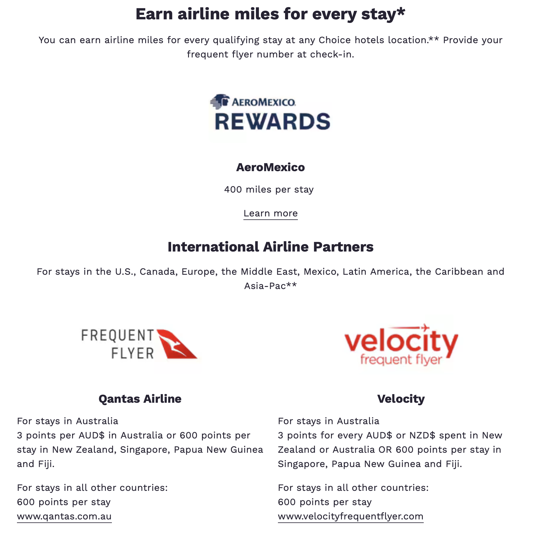 Choice Privileges airline partners.