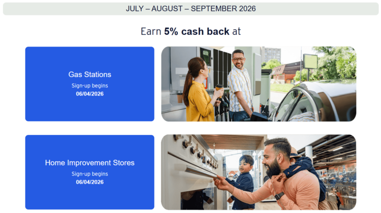 Screenshot of Citi Dividend bonus categories for Q3 2026