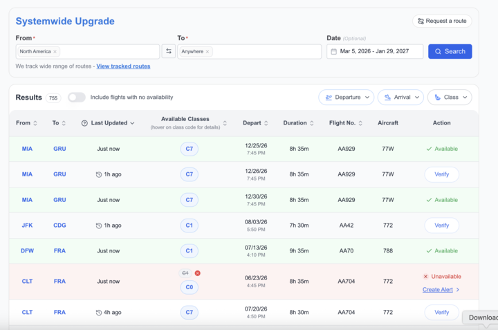 ExpertFlyer expanded SWU search.