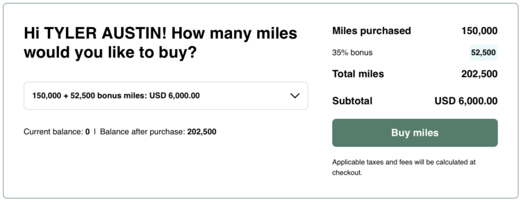 Buy EVA miles promo receipt.