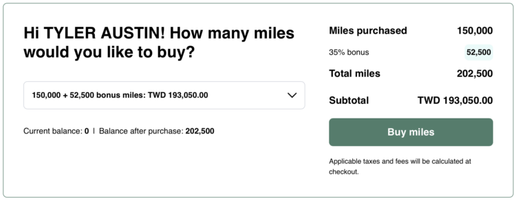 Buy EVA miles promo receipt.
