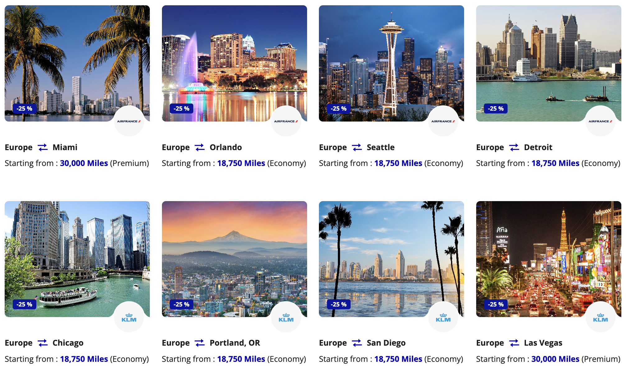 Flying Blue sample Promo Rewards