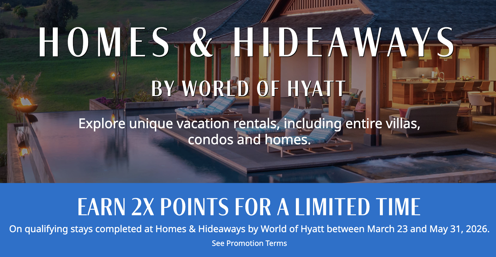Screenshot of 2X points Homes & Hideaways offer