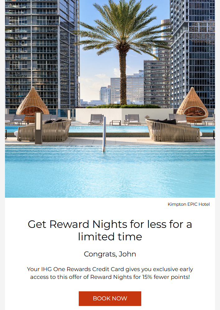 IHG cardholder and elite discount email