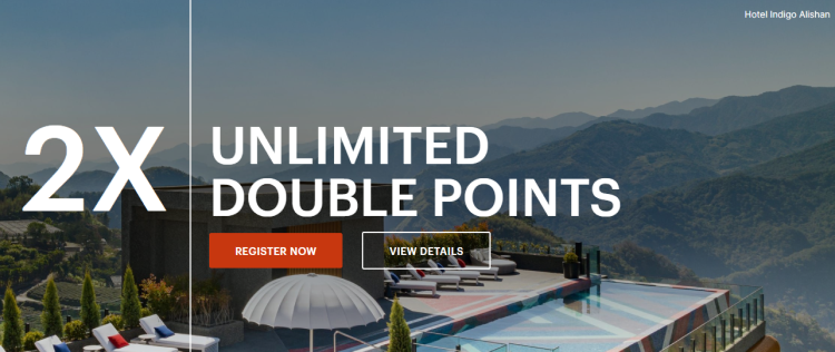 IHG banner showing a double points promotion.