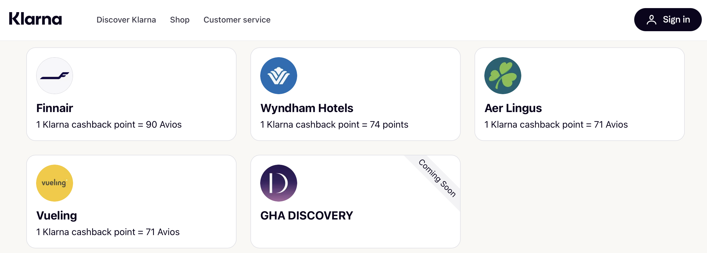 Klarna transfer partners